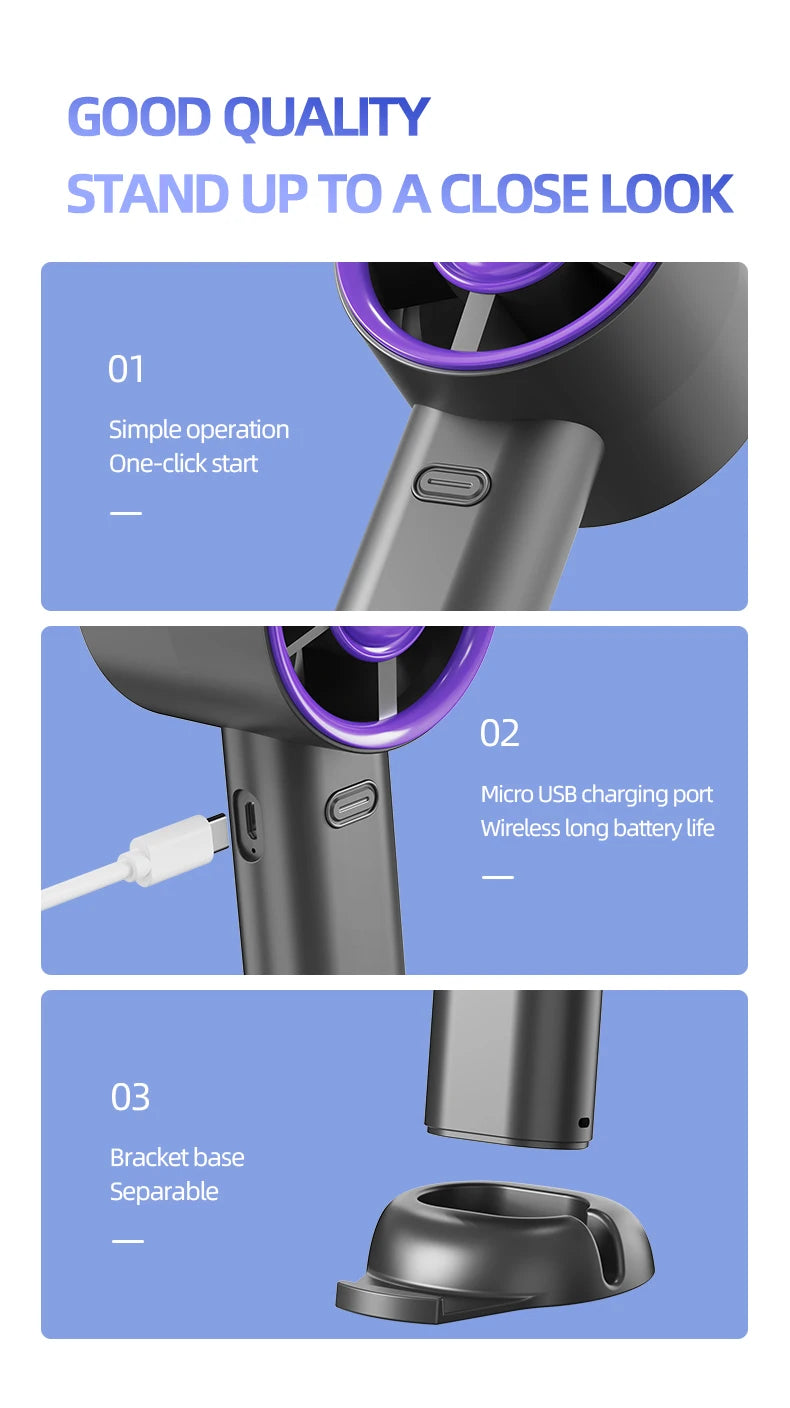 Mini Handheld USB Fast Charging Silent High-Speed Air Cooling Portable Fan