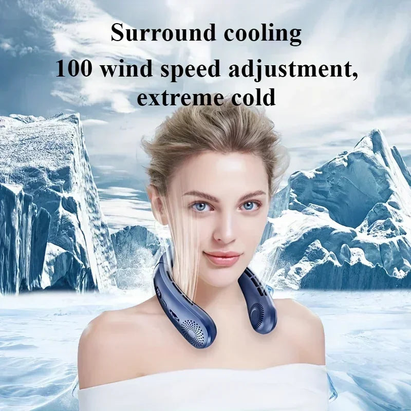 Neck Fan, Lightweight Wearable Fan, Low Noise 5 Speed Hands Free Fan, Hanging Headphone Design Sports Fan for Indoor & Outdoor