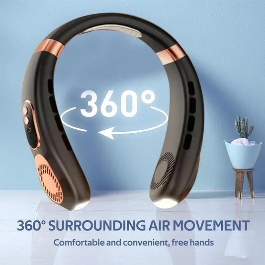 Personal Fan with LED Indicator, USB-C Charging, Long-Lasting 4000mAh Battery, Hands Free Bladeless Fan with 5 Adjustable Speeds