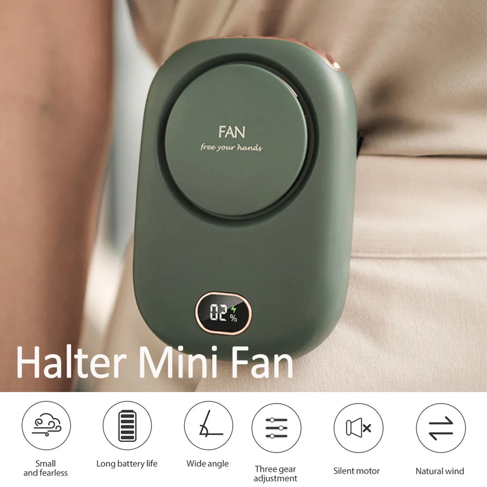 Hanging Neck Fan, Portable Mini Fans with Adjustable Lanyard, Bladeless USB Rechargeable Cooling Fan