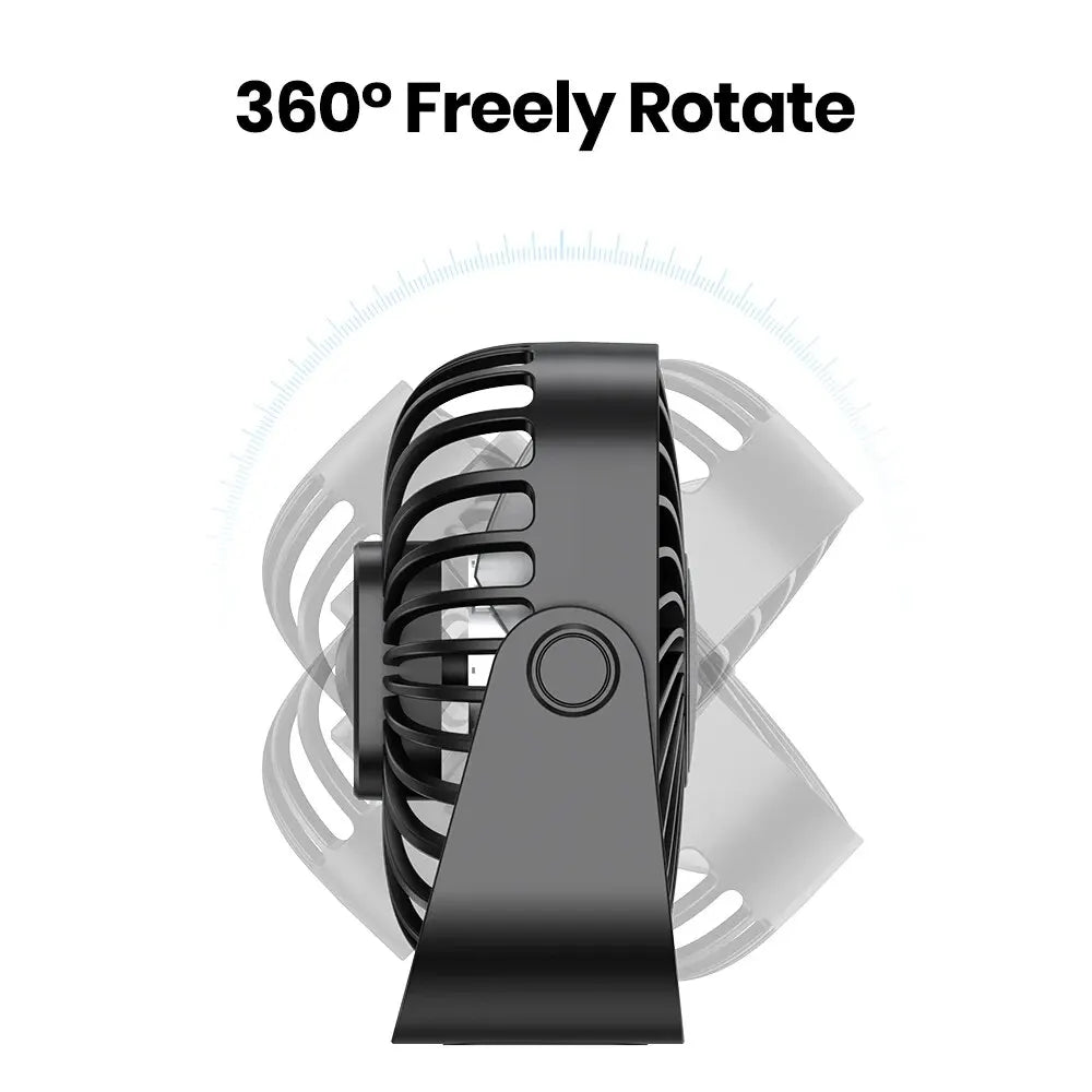 4 inch USB Mini Portable Fan for Camping, 3 Speeds Quiet Desk or Table Fan, 360°Adjustment Standing Fan