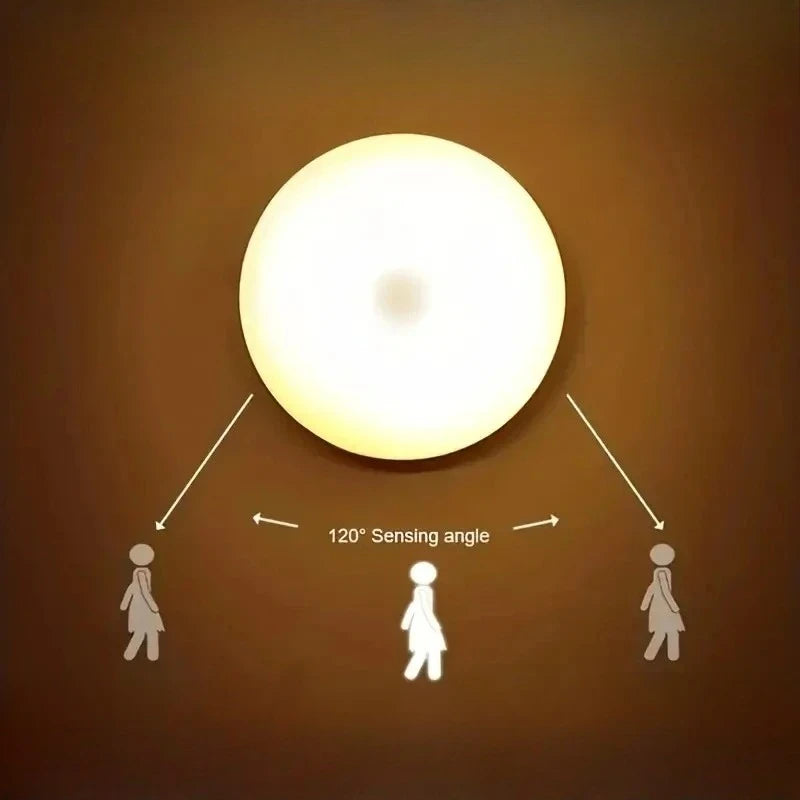 1pc Button Style Night Light, Wireless LED Detector Lamp