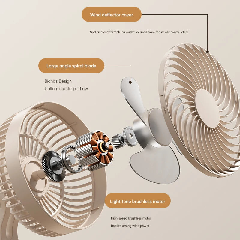Multi-function Portable Clip Fan, High Wind Power USB Charging, Adjustable Oscillating Circulating Fan, Desktop Fan