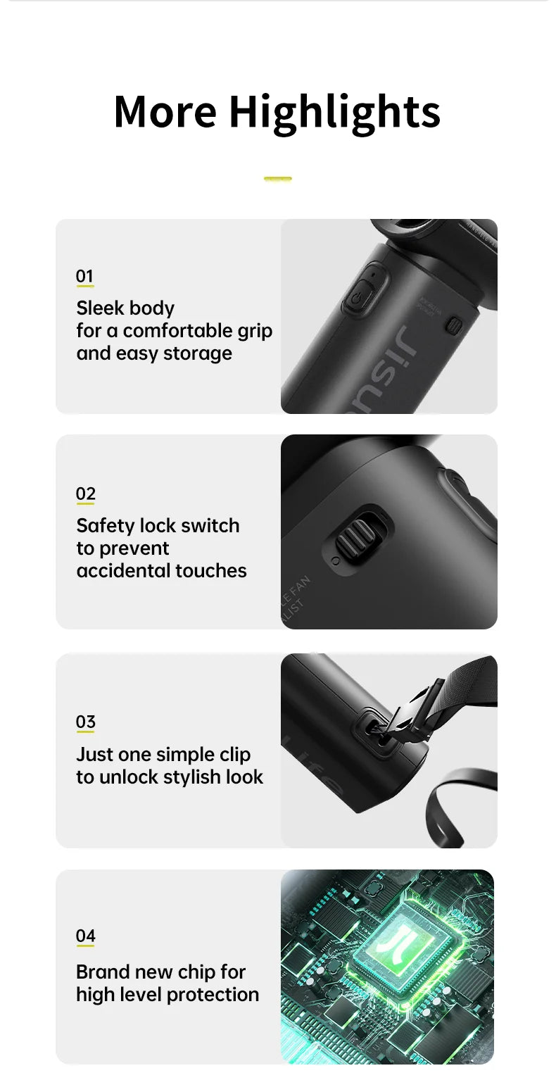 JISULIFE Handheld Turbo Fan, 5000mAh, Super Strong Wind, 5 Speeds, Long Battery Life,  USB Rechargeable, Multipurpose Pocket fan