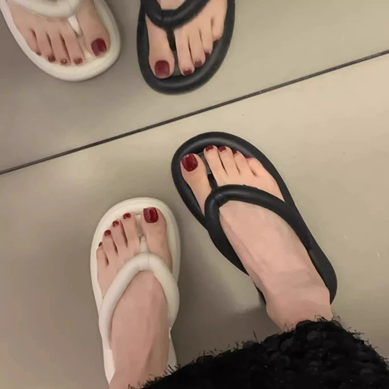 Candy Color Summer Flip Flops Soft Bottom Non-Slip Flat Slides Outdoor Lightweight Slippers