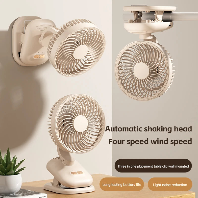 Multi-function Portable Clip Fan, High Wind Power USB Charging, Adjustable Oscillating Circulating Fan, Desktop Fan