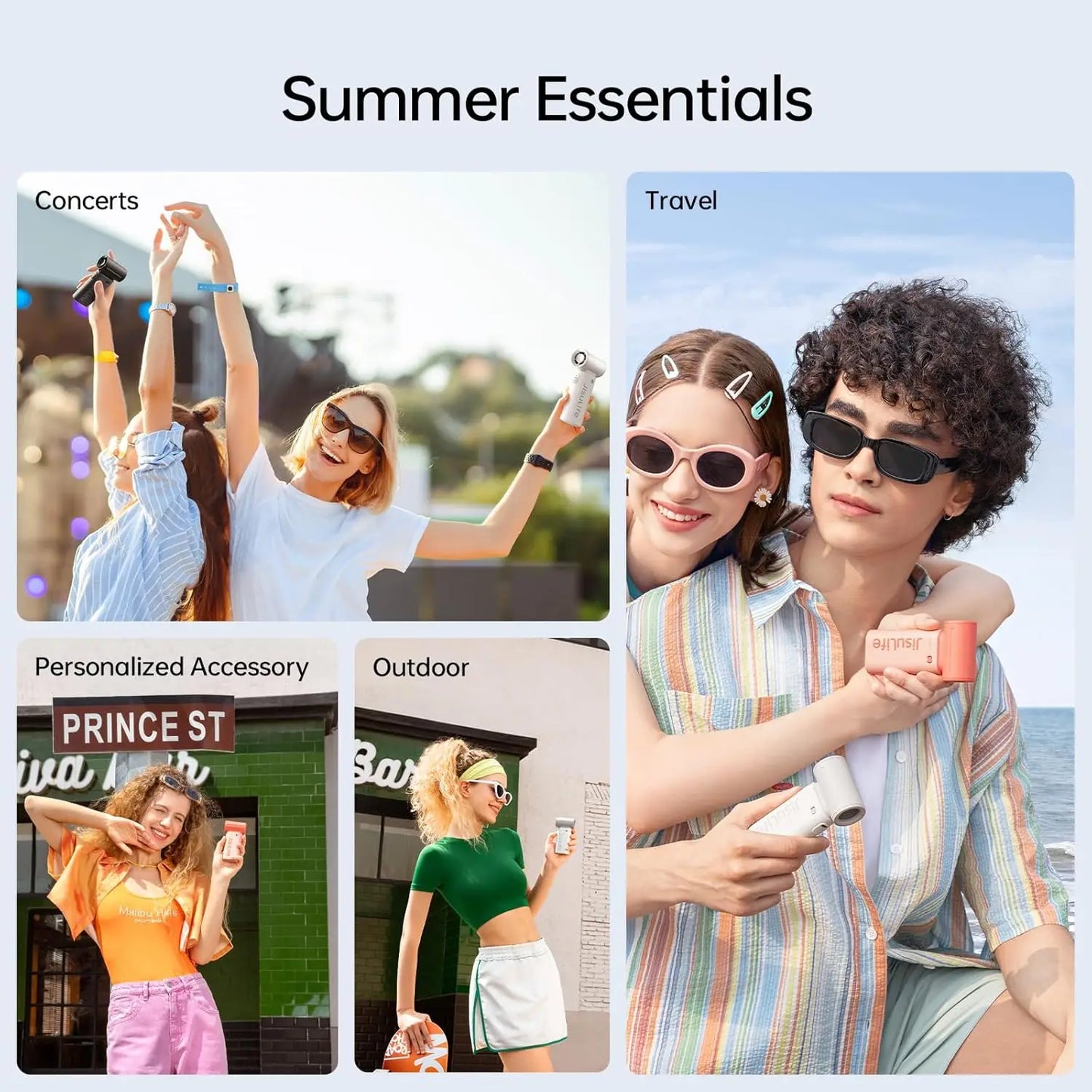 JISULIFE Handheld Turbo Fan, 5000mAh, Super Strong Wind, 5 Speeds, Long Battery Life,  USB Rechargeable, Multipurpose Pocket fan