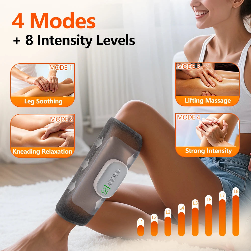 Wireless 360° Air Pressure Calf Massager Hot Compress Electric 4 Mode Airbag Compression Leg Massage Calf Muscle Relaxation