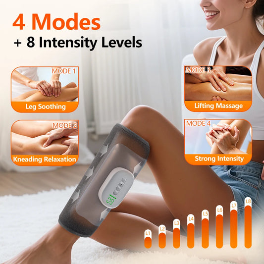 Wireless 360° Air Pressure Calf Massager Hot Compress Electric 4 Mode Airbag Compression Leg Massage Calf Muscle Relaxation