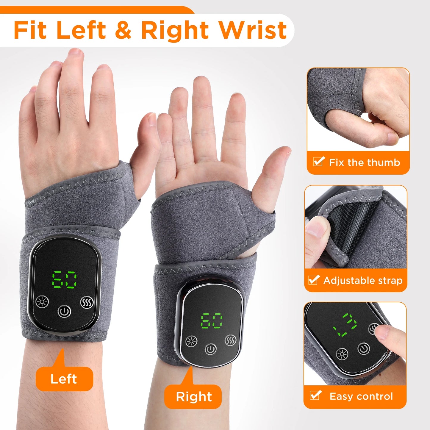 Electric Heating Wrist Guard Vibration Massage Hot Compress Wrist Brace Wrap Hand Protector Rechargeable Wristband