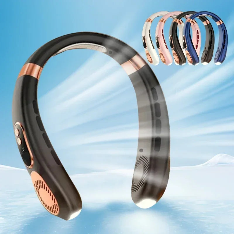 Personal Fan with LED Indicator, USB-C Charging, Long-Lasting 4000mAh Battery, Hands Free Bladeless Fan with 5 Adjustable Speeds