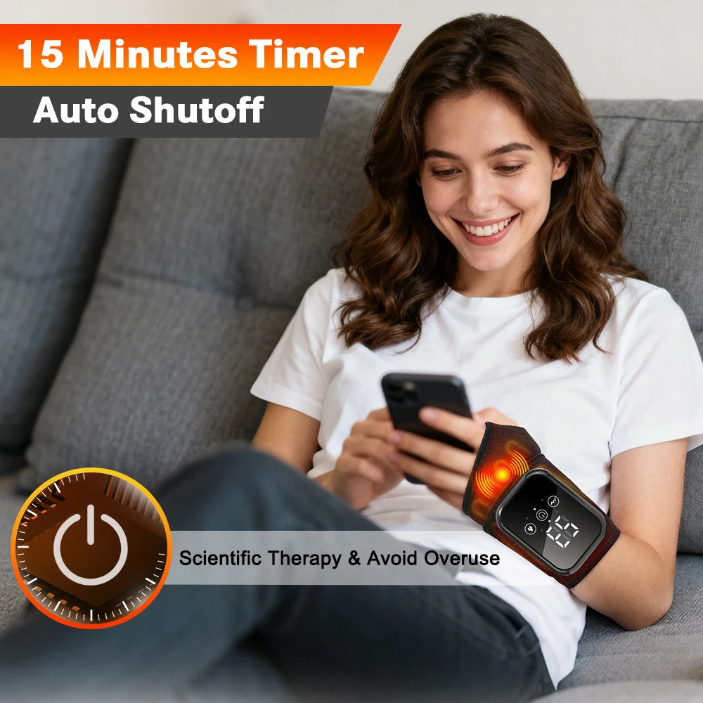 Electric Heating Wrist Guard Vibration Massage Hot Compress Wrist Brace Wrap Hand Protector Rechargeable Wristband