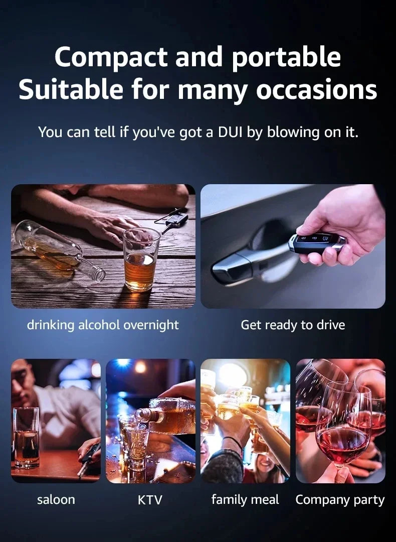 Professional High Accuracy Alcohol Breathalyzer Tester Portable Digital Display Car Driver Safety Real Time Fast Response