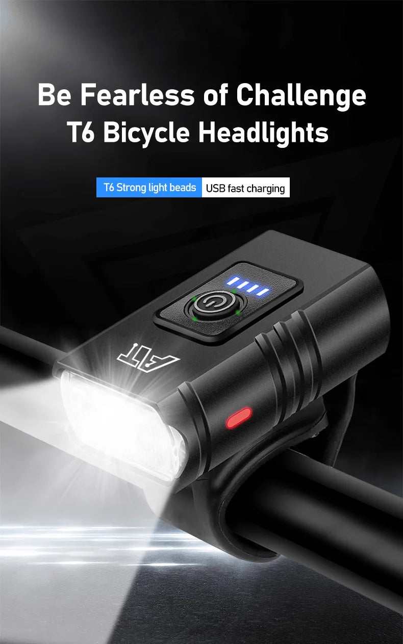LED Bicycle Front Light Type-C Rechargeable, Bicycle Headlight, MTB Road Bike Headlamp, Easy to Install Cycling Accessories