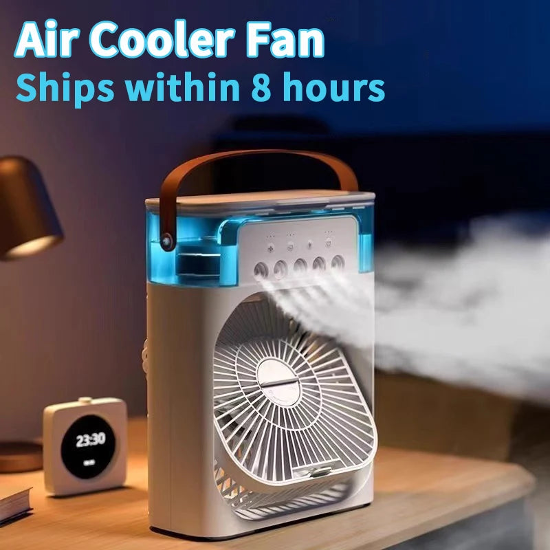 3 In 1 Fan Air Conditioner Mini Air Cooler LED Light Portable Humidifier