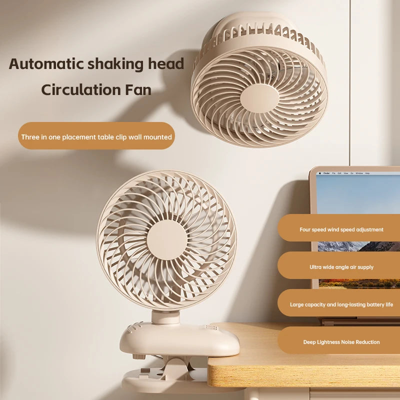 Multi-function Portable Clip Fan, High Wind Power USB Charging, Adjustable Oscillating Circulating Fan, Desktop Fan