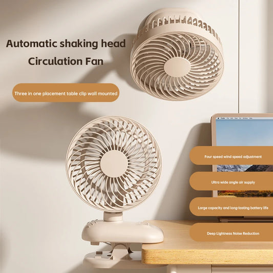 Multi-function Portable Clip Fan, High Wind Power USB Charging, Adjustable Oscillating Circulating Fan, Desktop Fan