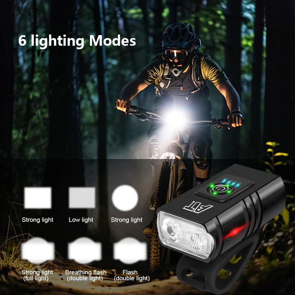 LED Bicycle Front Light Type-C Rechargeable, Bicycle Headlight, MTB Road Bike Headlamp, Easy to Install Cycling Accessories