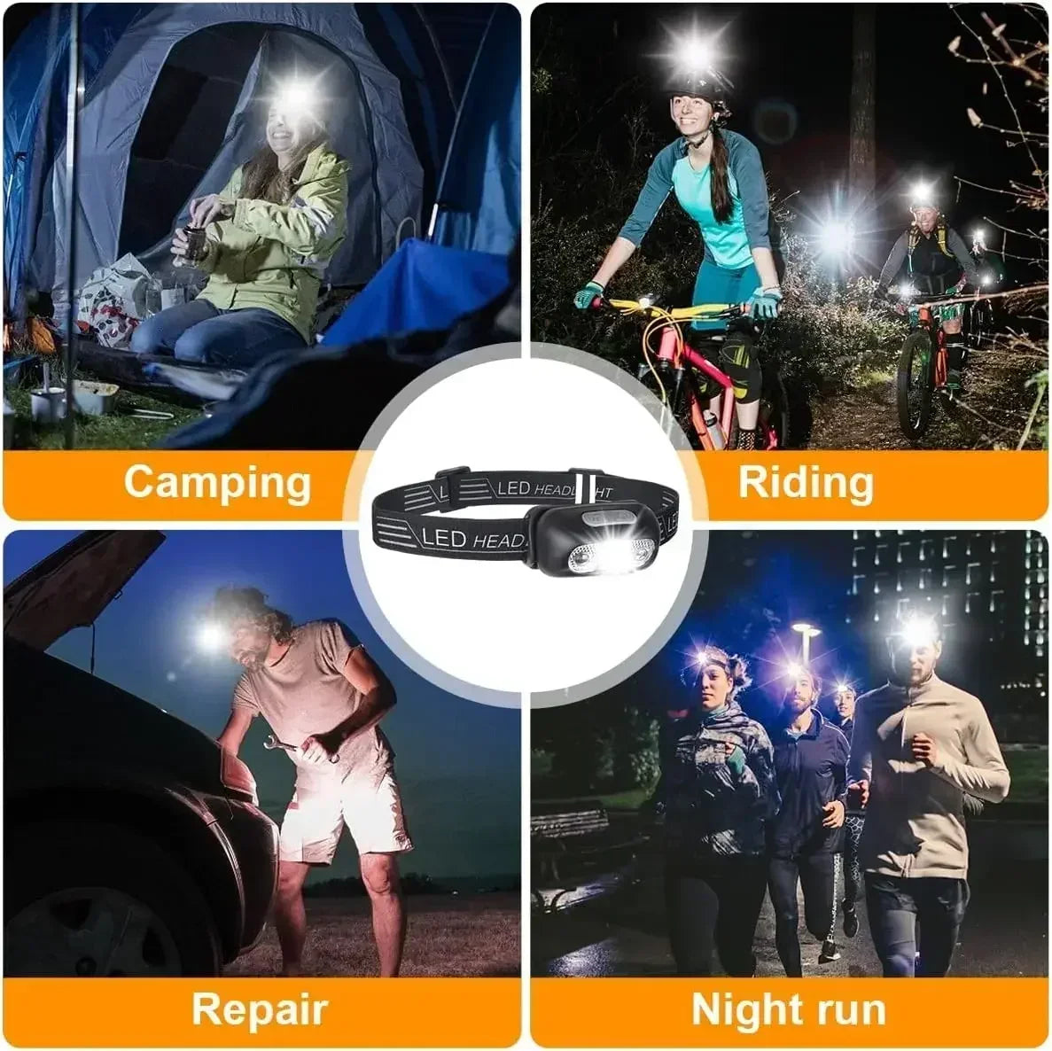 Strong Light Headlamp Portable LED Sensor Headlamp USB-C Rechargeable Head Flashlight Outdoor Camping Fishing Emergency Lantern