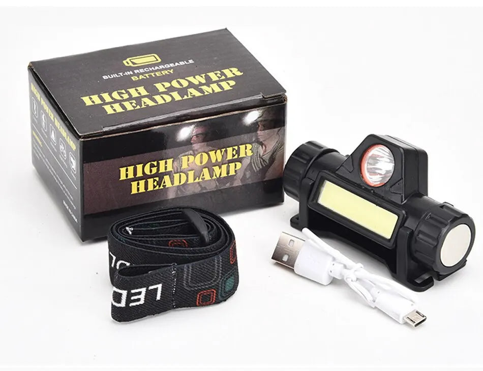 Rechargeable COB LED USB Headlamp Strong Magnetic Powerful Headlight Super Bright Waterproof Head Torch For Outdoor