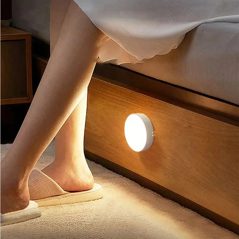 1pc Button Style Night Light, Wireless LED Detector Lamp