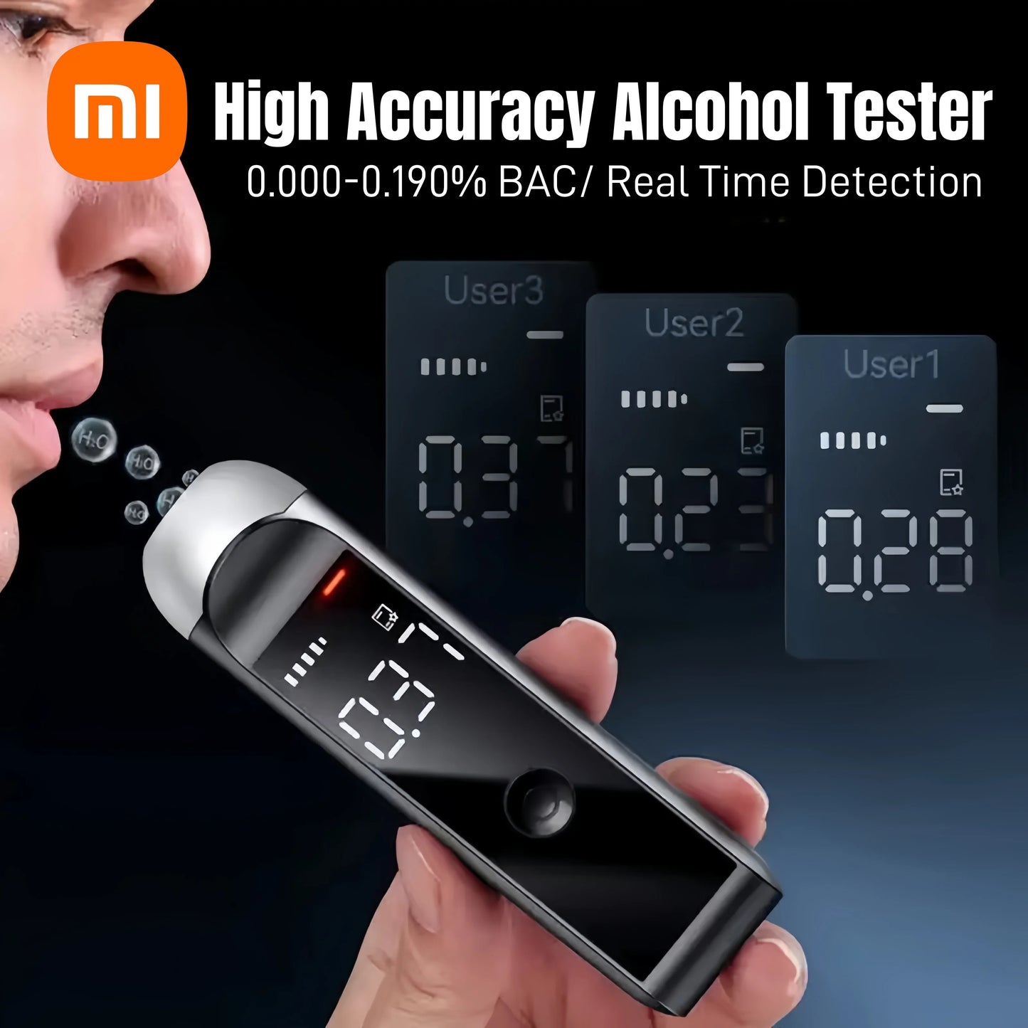 Professional High Accuracy Alcohol Breathalyzer Tester Portable Digital Display Car Driver Safety Real Time Fast Response