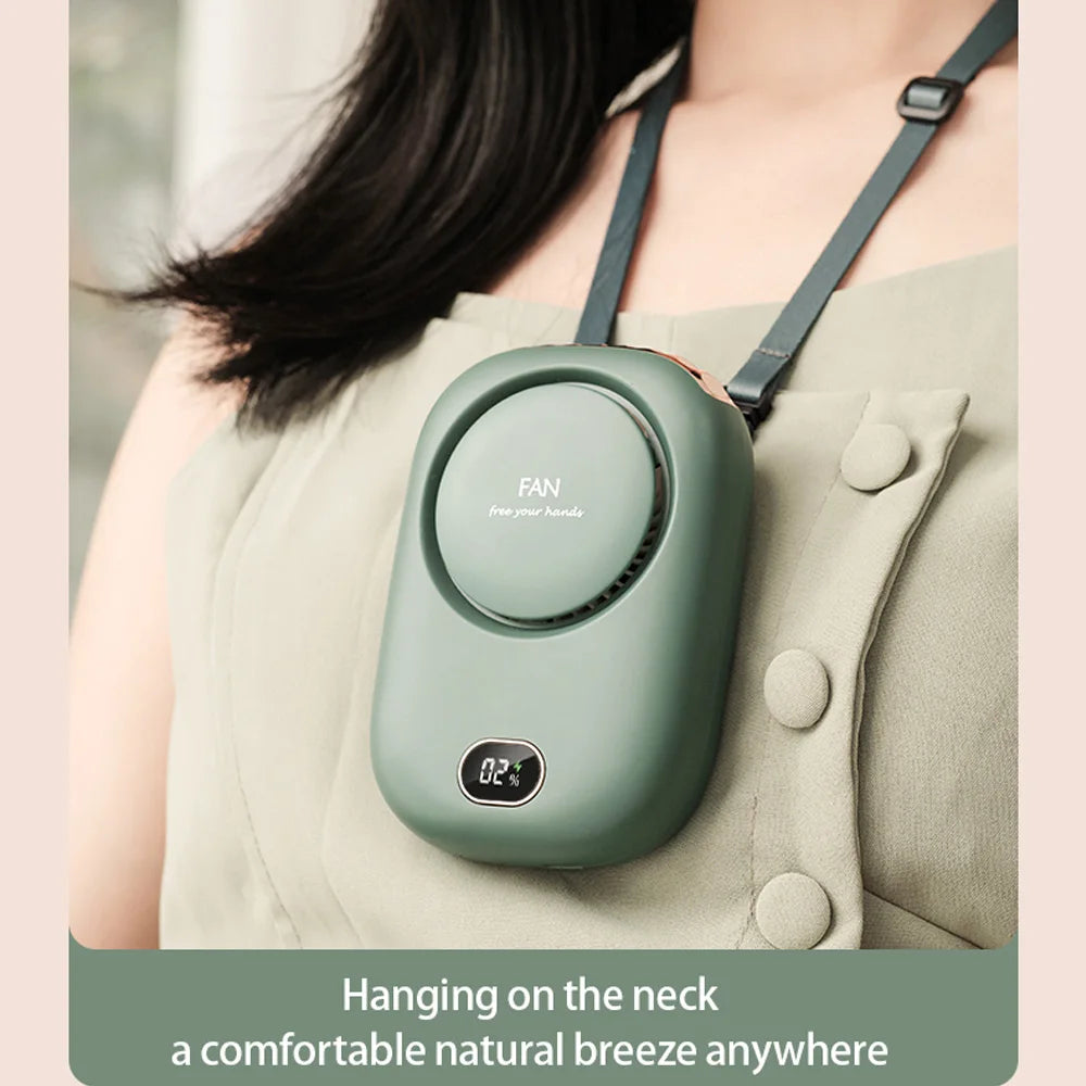 Hanging Neck Fan, Portable Mini Fans with Adjustable Lanyard, Bladeless USB Rechargeable Cooling Fan