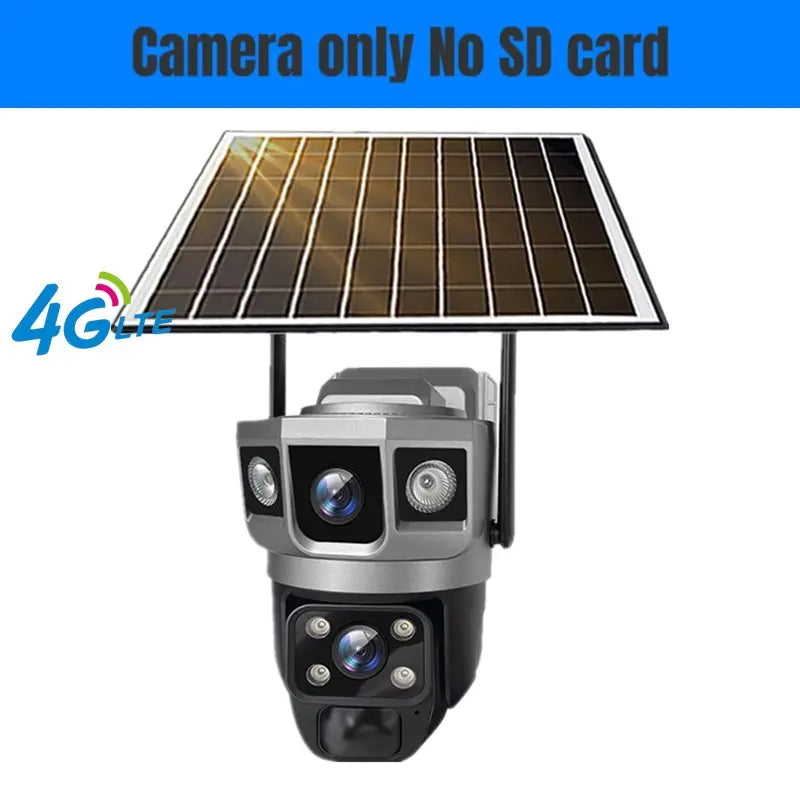 4G Solar IP Camera Dual Lens Wifi Outdoor Built-in Battery PTZ Cameras 12MP 10X Zoom Video Security System Surveillance Camera