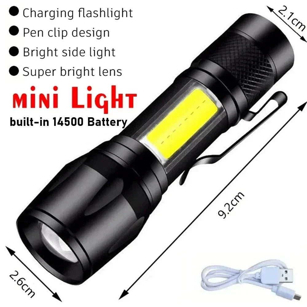 Super Bright Flashlight Built-in Battery, USB C Rechargeable LED Flashlights, 500000LM High Power Torch, Lamp for Camping Lantern