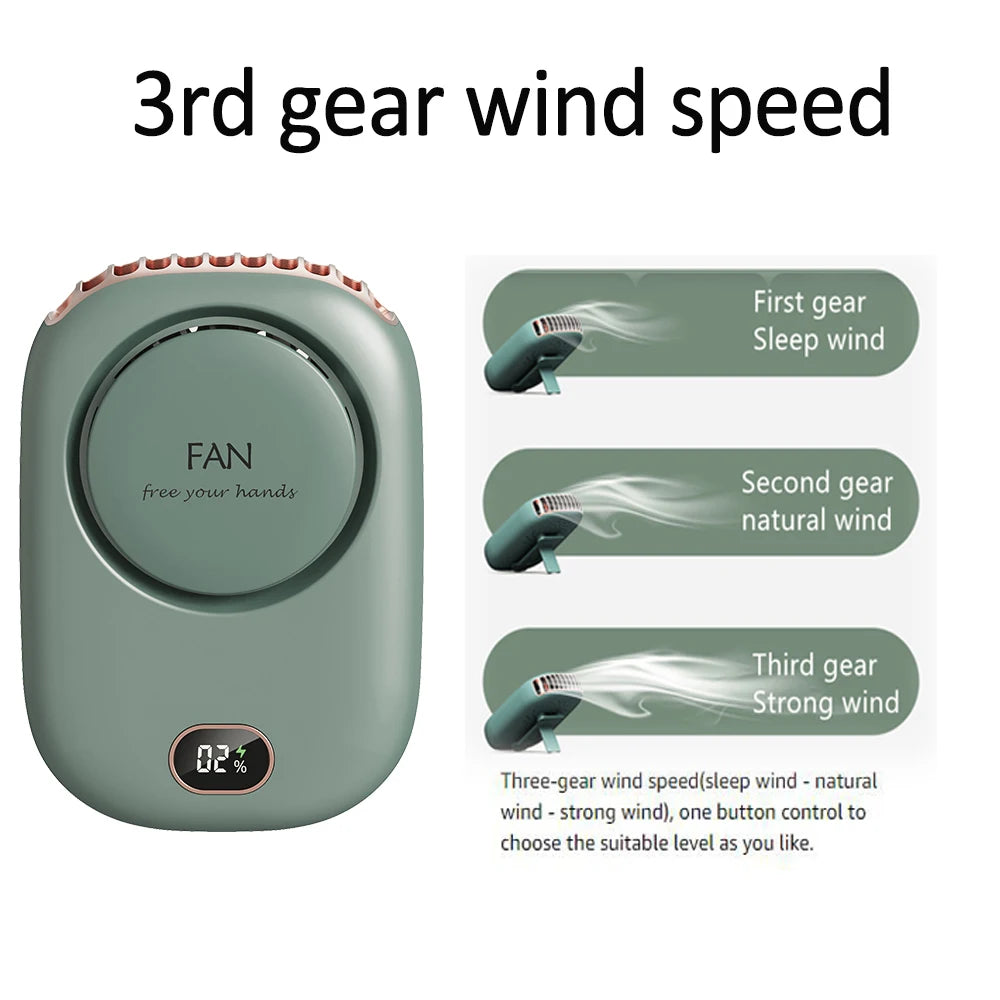 Hanging Neck Fan, Portable Mini Fans with Adjustable Lanyard, Bladeless USB Rechargeable Cooling Fan