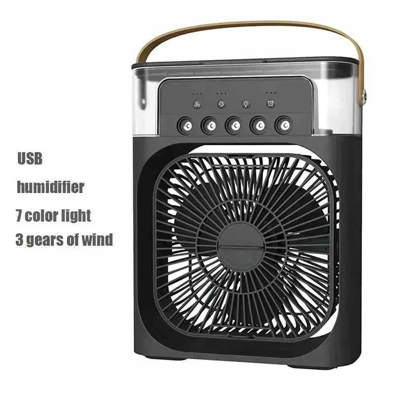 3 In 1 Fan Air Conditioner Mini Air Cooler LED Light Portable Humidifier