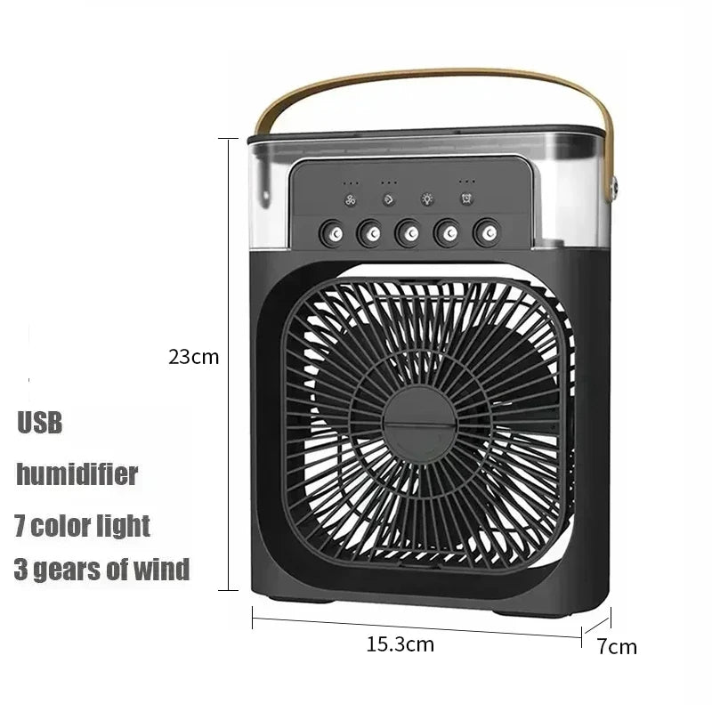 3 In 1 Fan Air Conditioner Mini Air Cooler LED Light Portable Humidifier