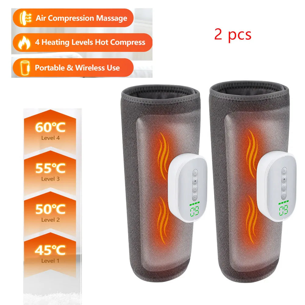 Wireless 360° Air Pressure Calf Massager Hot Compress Electric 4 Mode Airbag Compression Leg Massage Calf Muscle Relaxation