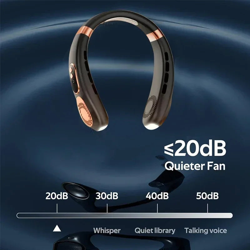 Personal Fan with LED Indicator, USB-C Charging, Long-Lasting 4000mAh Battery, Hands Free Bladeless Fan with 5 Adjustable Speeds