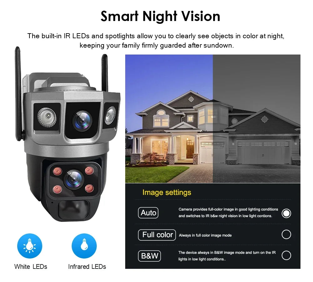 4G Solar IP Camera Dual Lens Wifi Outdoor Built-in Battery PTZ Cameras 12MP 10X Zoom Video Security System Surveillance Camera