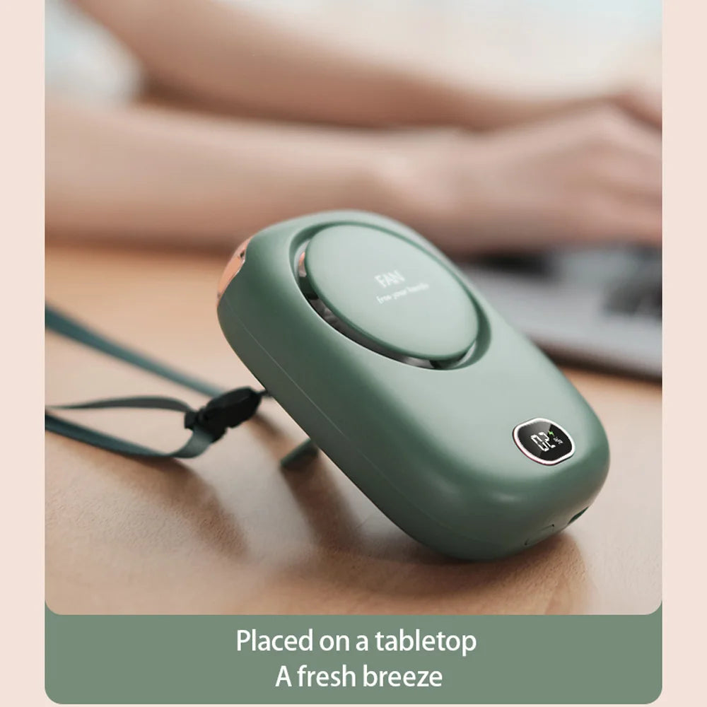 Hanging Neck Fan, Portable Mini Fans with Adjustable Lanyard, Bladeless USB Rechargeable Cooling Fan